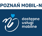 logo programu Poznań mobil_N stanowiące kompozycję koła i literki "n". Koło nawiązuje do wózka inwalidzkiego, a literka n została tak wkomponowana w znak, że symbolizuje osobę siedząca na wózku.