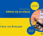 Grafika promocyjna konferencji biznesowej "Odważ się na więcej" zaplanowanej na dzień 23 maja 2024 r., wydarzenie odbędzie się stacjonarnie w Plus Jeden Poznań, ul. Za Bramką 1